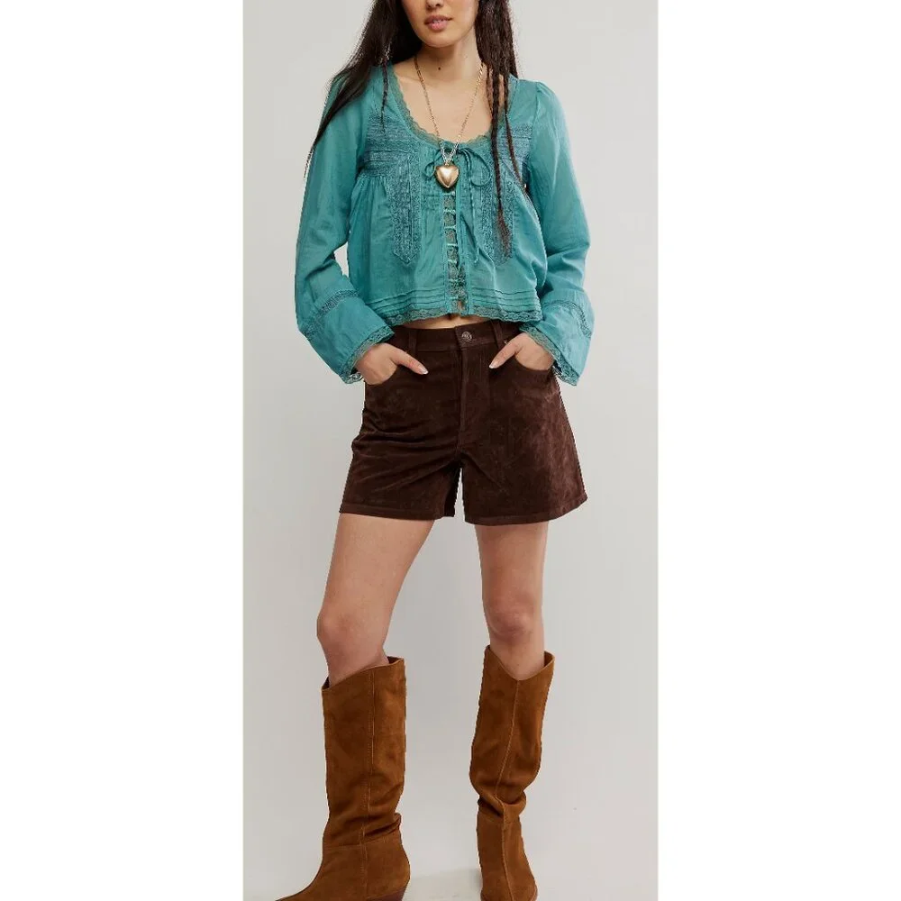 Free People Tippi Vegan Suede Shorts Chicory Coffee